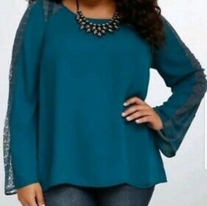 Blue Blouse with Lace Details